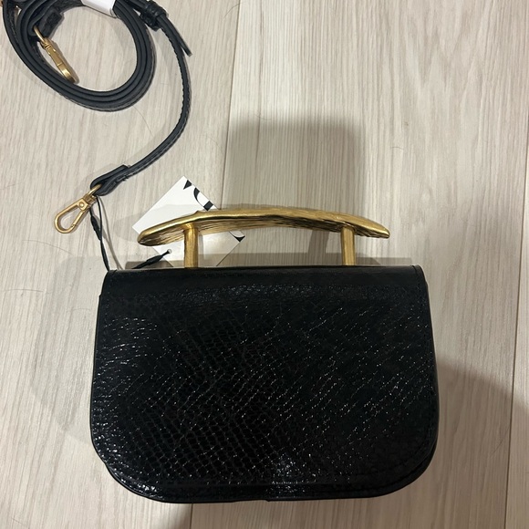 Zara Gold Leaf handle croc Clutch or cross body - Picture 4 of 4